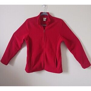 L.L. Bean Full Zip Pockets Mock Neck Fleece Jacket Red‎ Size M